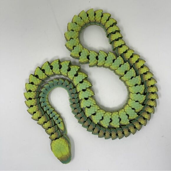 Articulating Snake 3D Printed 5' Long (60") Green Blue Color Décor Gift - Picture 5 of 7